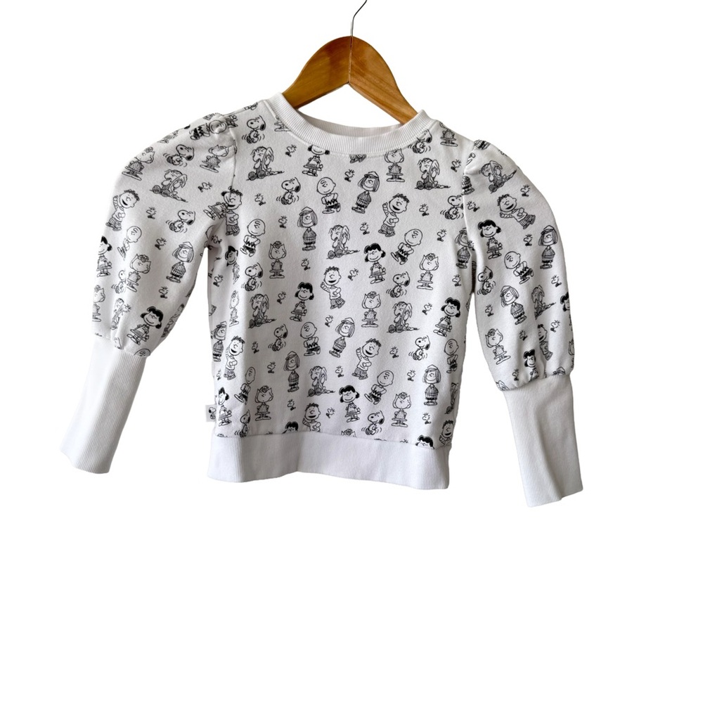 Janie and Jack Peanuts Character Print Sweater Ribbed Cuffs